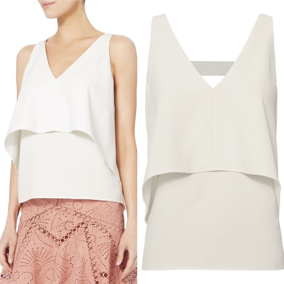 Intermix White Leah Sleeveless Vneck Tank - Picture 3 of 17